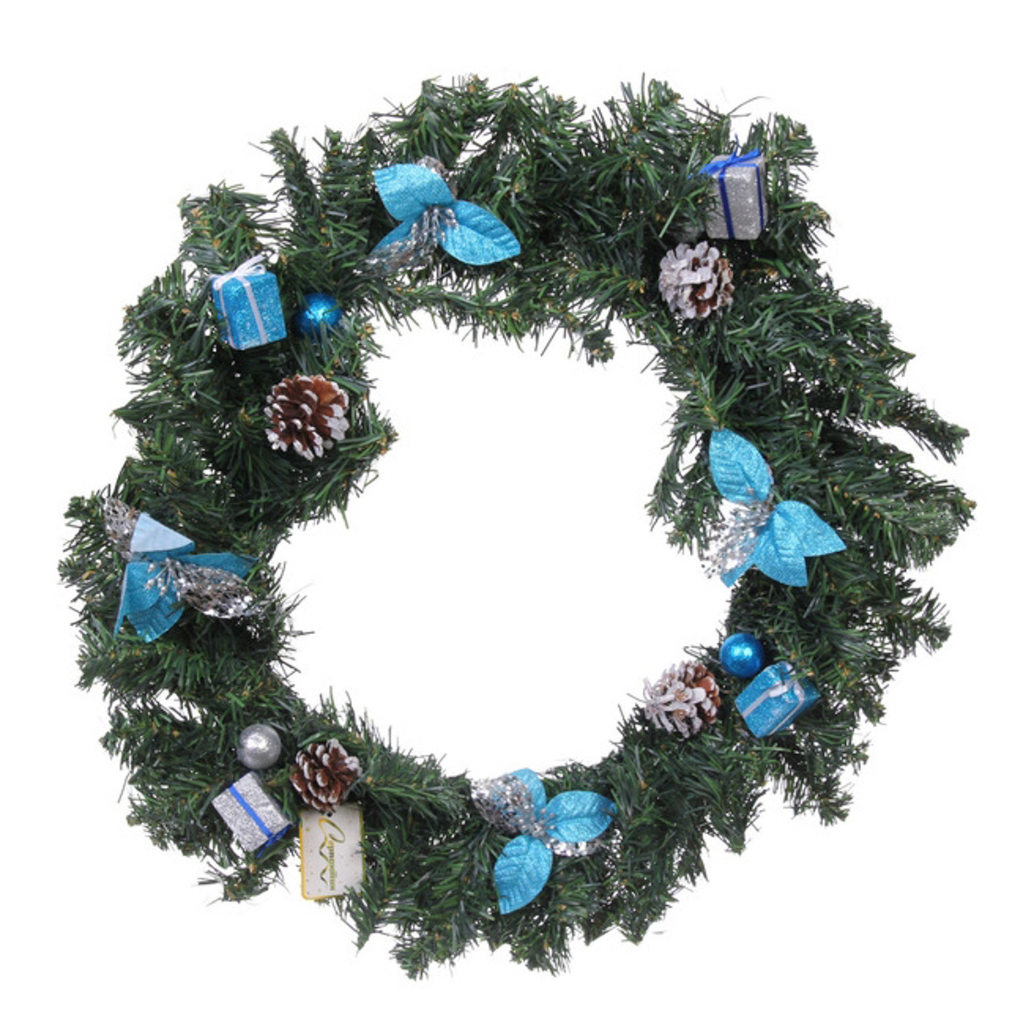 Венок хвойный "Зимние подарки" d-50 см, голубой Венок хвойный "Зимние подарки" d-50 см, голубой