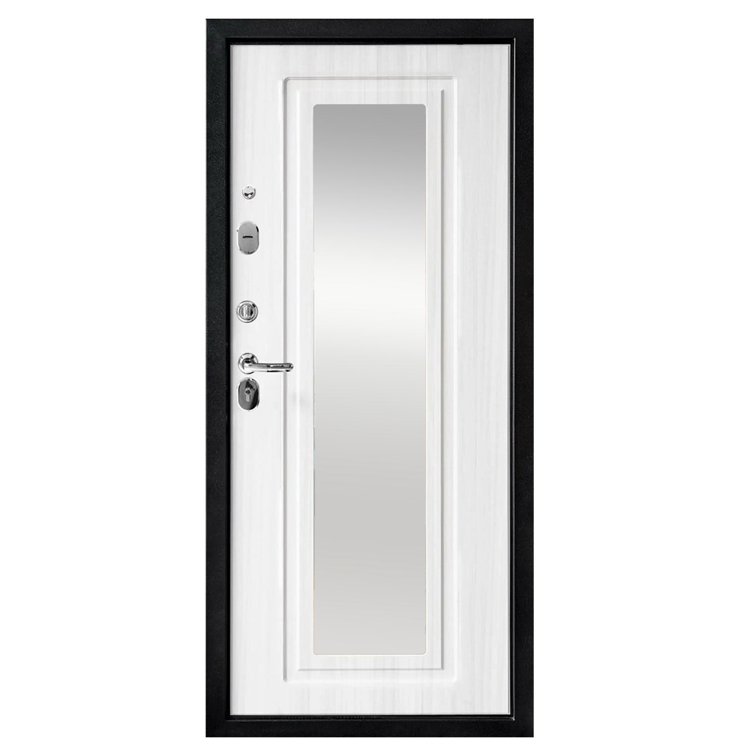 Дверь металлическая 7 см ЗЕРКАЛО Лиственница беленая 960х2050 ЛЕВАЯ Форпост *1