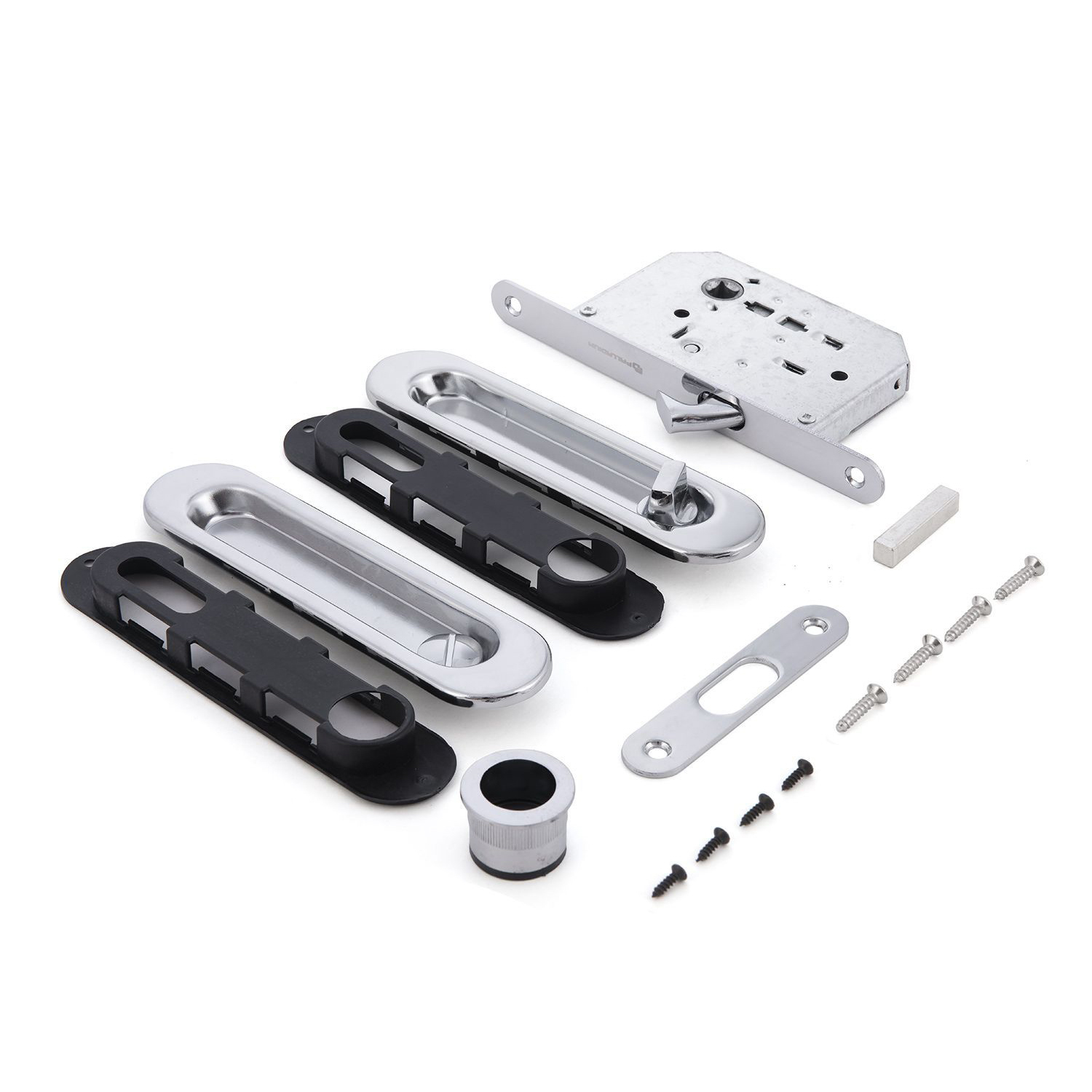 Ручка с замком для раздв. дверей  01BK СР (овальная ручка) 1/5/50