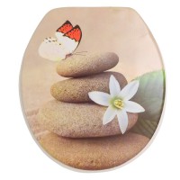 Сиденье для унитаза Delphinium Бабочки, 41х36х4 см, бежевый Сиденье для унитаза Delphinium Бабочки, 41х36х4 см, бежевый