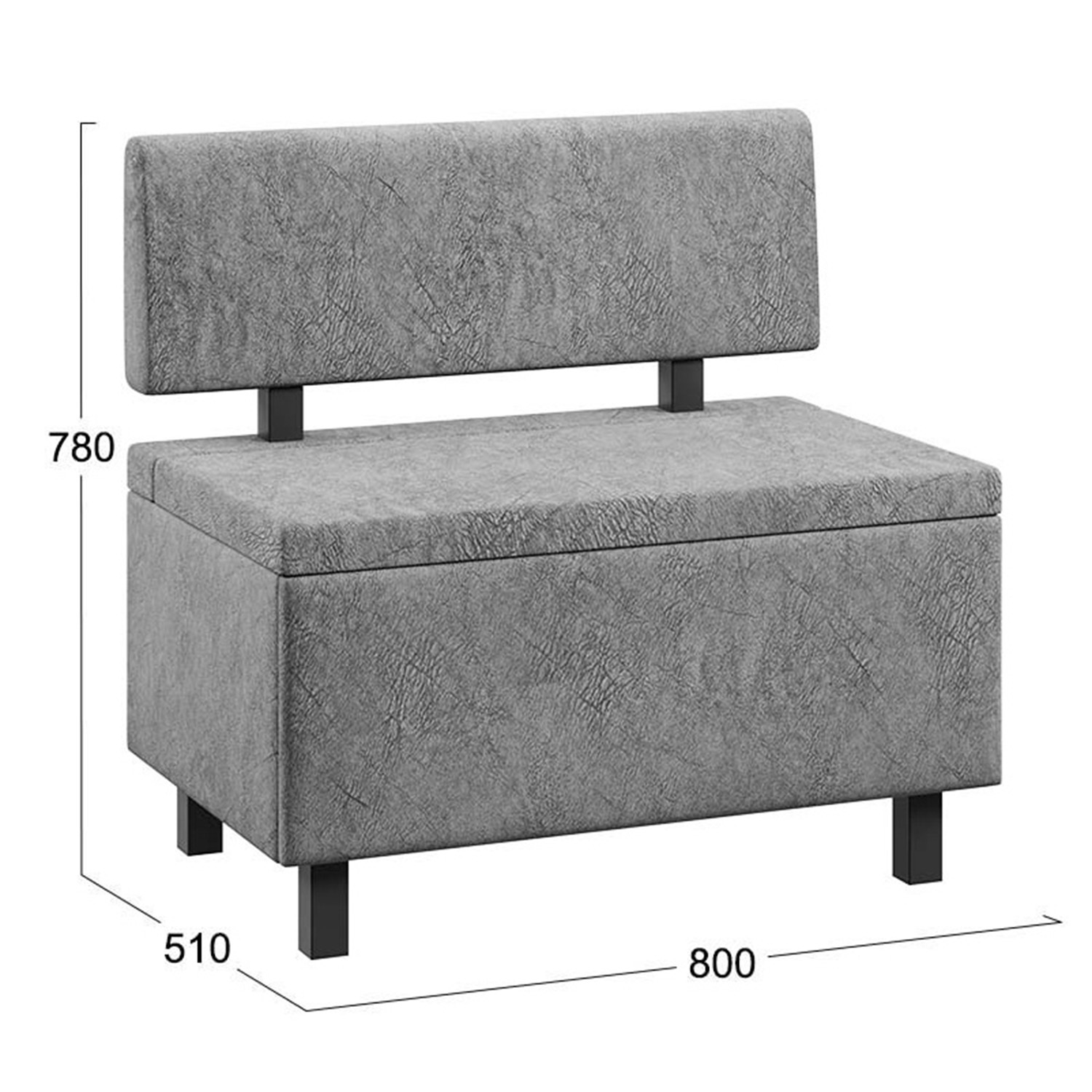 Скамья прямая Брайтон (800мм) Венге Цаво, Wellmart Silver*1