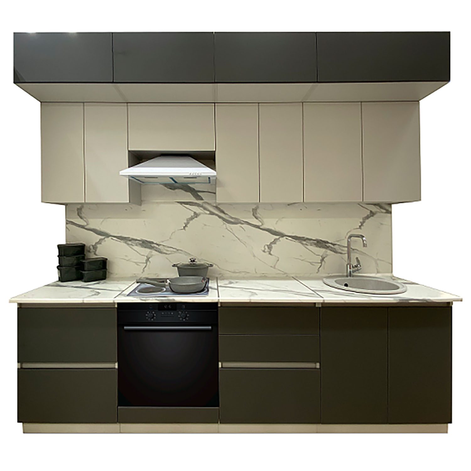 Шкаф навесной 800х676х290 мм BROZEX-WOOD Серый лед, с двумя дверцами, серый / графит