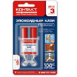 Клей КОНТАКТ эпоксидный прозрачный 6мл блистер 12051 *1/24/288