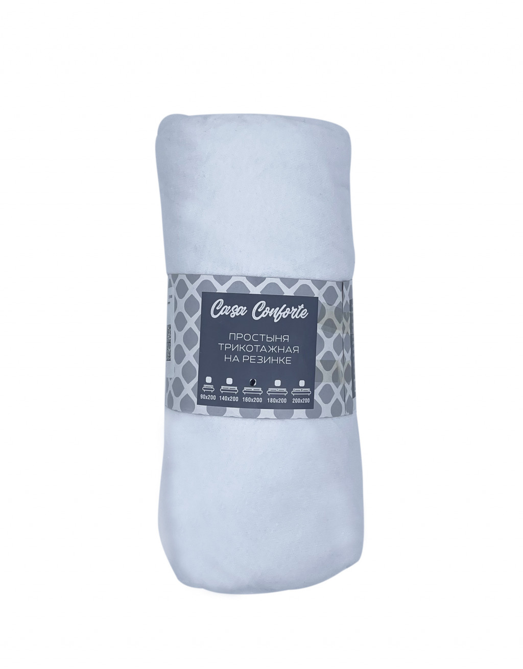 Простыня на резинке трикотаж 90*200*20см белый Belezza *1/6/24