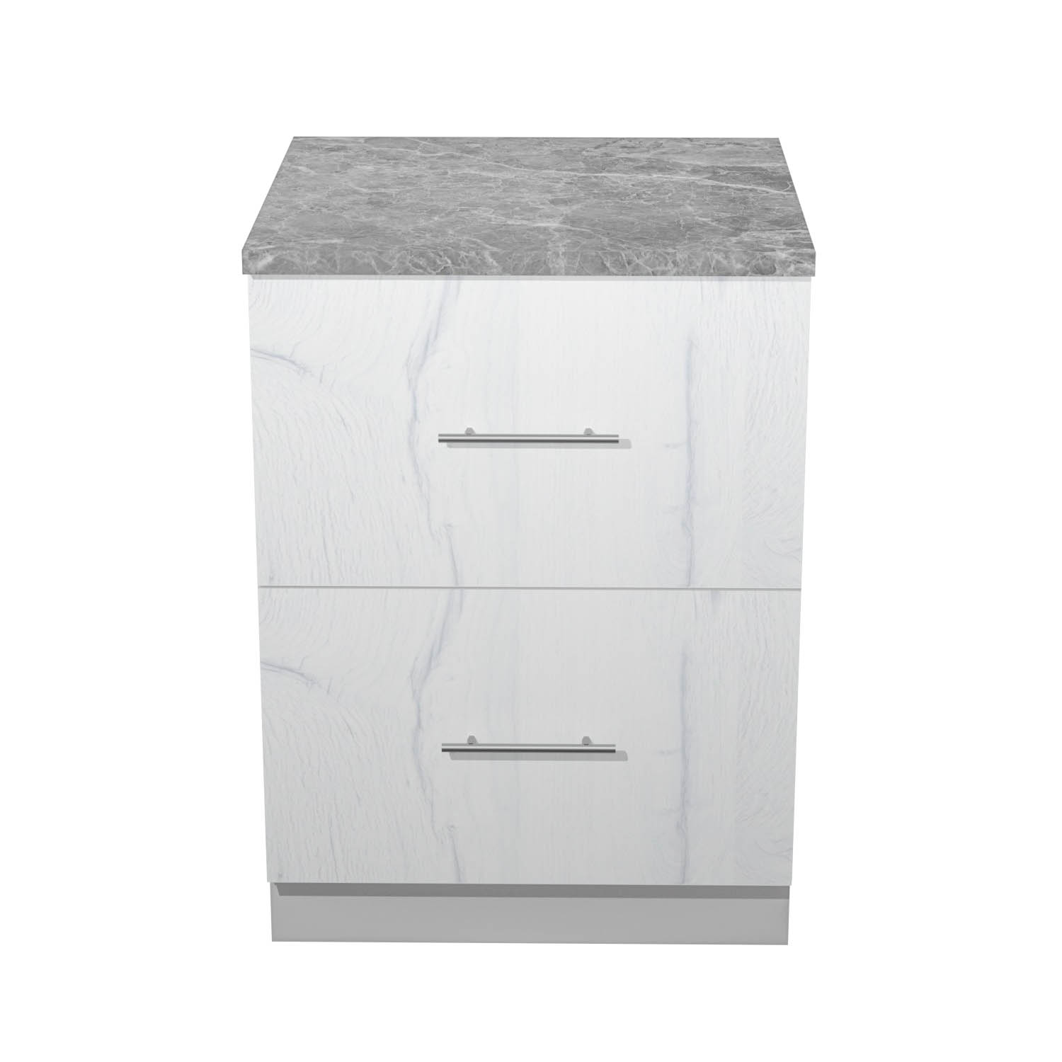 Шкаф напольный 600х850х600 мм BROZEX-WOOD Camellia, с двумя ящиками, серый / юта