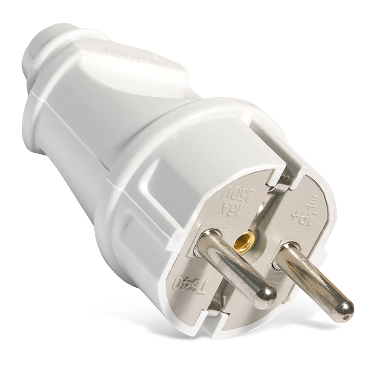 Вилка штепсельная   В16-101  белая  евро (А0101)  *10/25/250