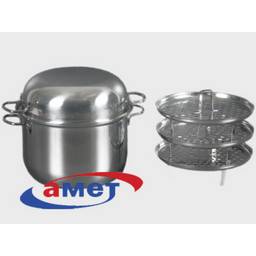 Мантоварка нерж. 5,0л 3 вставки d22см, выс.15см, d дна 18см 1с361  "АМЕТ" (Аша)  *1/4