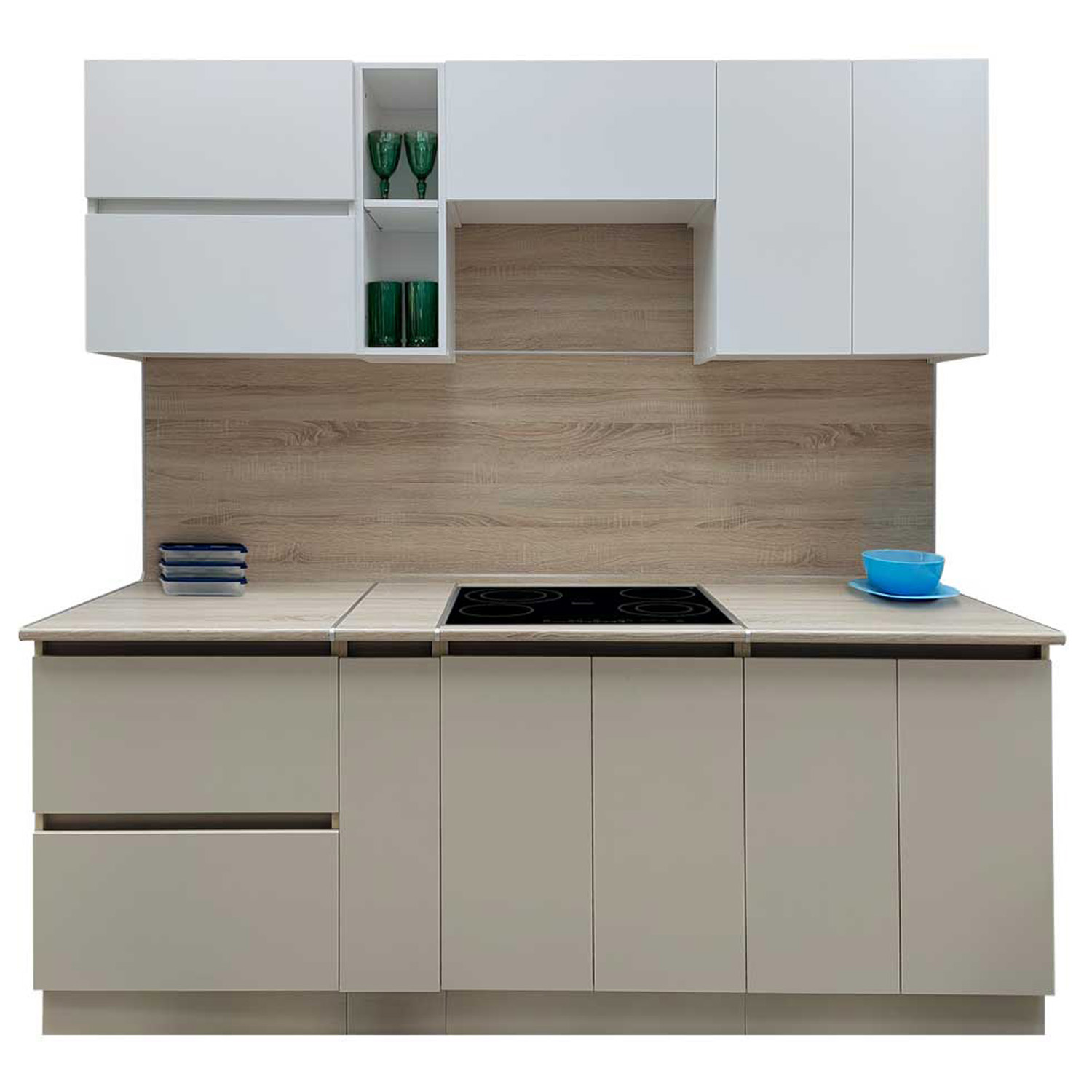 Шкаф напольный 400х850х600 мм BROZEX-WOOD Melissa, с двумя ящиками, светло-бежевый