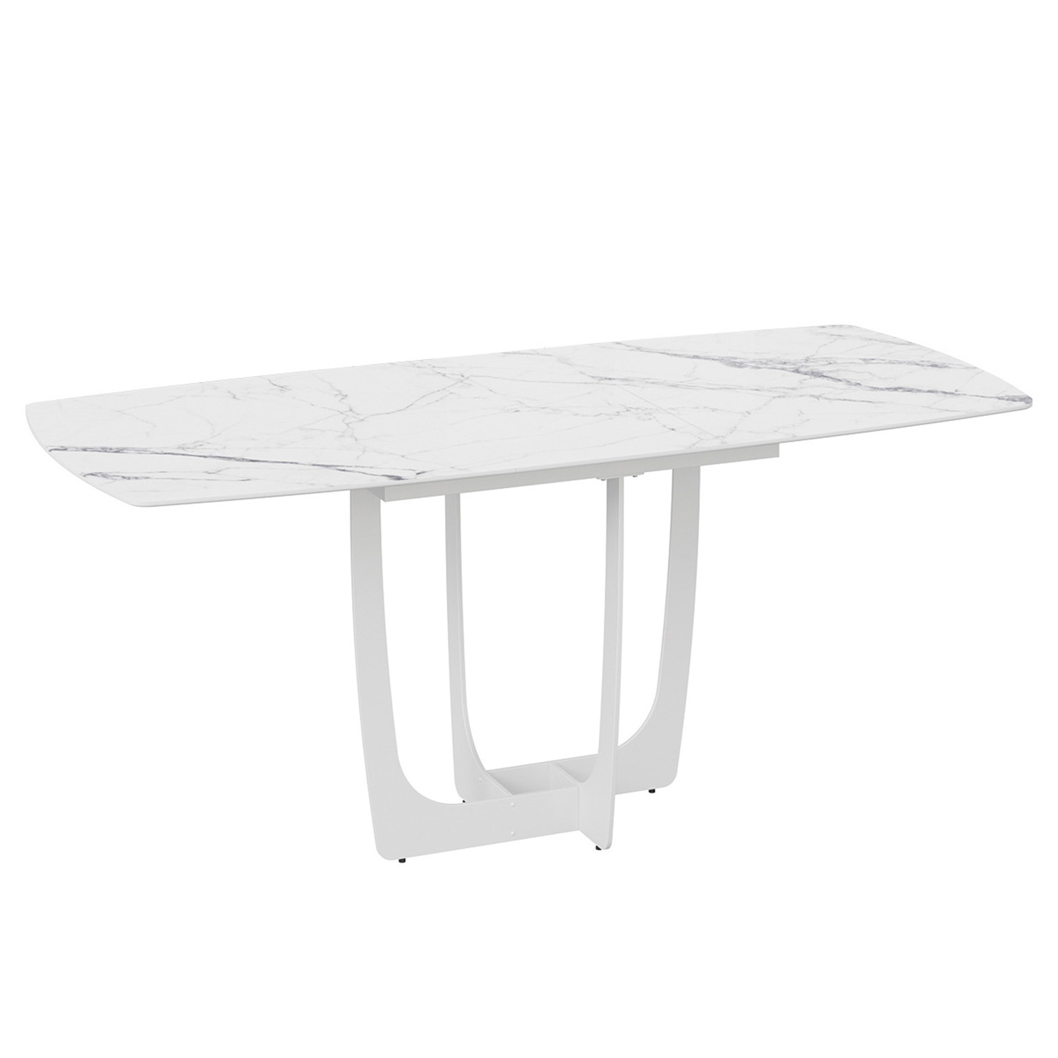 Стол обеденный прямоугольный раздв.Орфей 1400(+400)*850*770мм Белый муар/стекло глян.белый мрамор*1