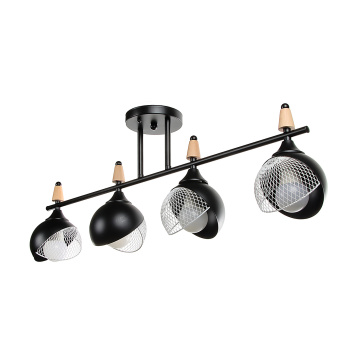 Светильник потолочный N6418/4 BK+WOOD 4*40W E27 220V (l-780; w-120; h-270) S=24м2 VERNER LIGHTING *1
