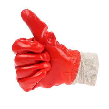 Перчатки ХБ с нитрил облив, масло-бензостойкие красные (арт.4518) Doloni