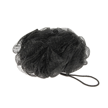 Мочалка-бант для душа нейлон D14см Бант черный, 54г ЕВРОХАУС *10/50