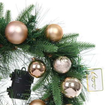 Венок хвойный "Сказочное чудо" d-40 см, ПВХ, литой ПВХ, Шампань