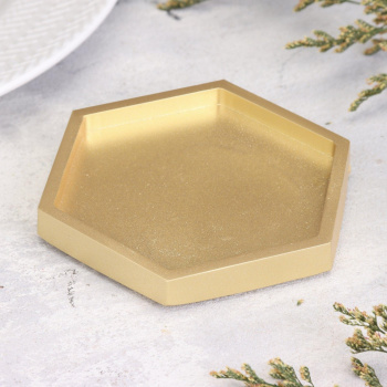 Подсвечник "Шестигранник. Мрамор" из гипса,9,7х11,3х1см,золото 10059855