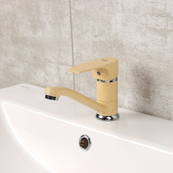 Смеситель для умывальника Potato P45222-9 короткий излив (кремовый) *1/10