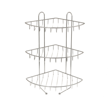 Полка трехъярусная угловая с крючками, проволока стальная, 10, Milardo, 110WC30M44