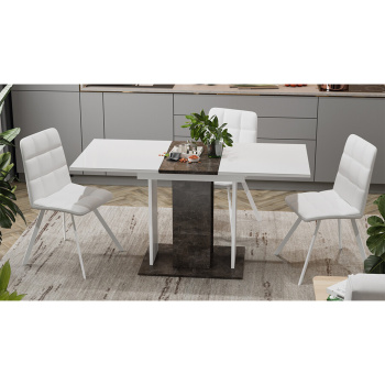 Стол обеденный прямоугольный раздв.Кёльн Тип1 Ателье темный, Белый, Стекло Белый глянец1