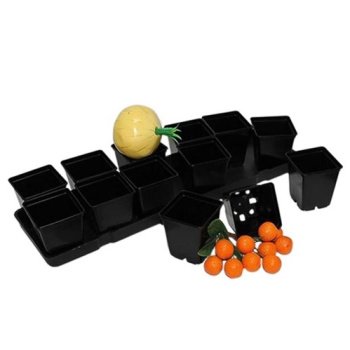 Набор стаканов 250 мл для рассады, 14 шт., поддон, пластик, черный