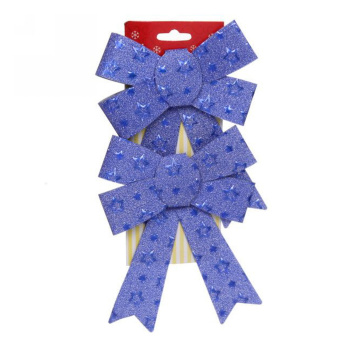 Бант на ёлку Звездопад 13*17 см (набор 2 шт), Синий