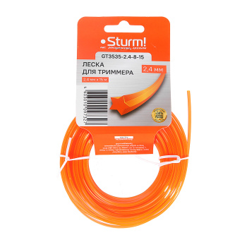 Леска 2,4мм звезда 15м оранжевая (GТ3535-2.4-8-15) STURM *1/60/240