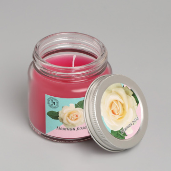 Свеча ароматическая в стекле 6,3см, 100мл, нежная роза  9338119