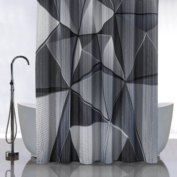 Штора для ванной "Санакс" п/эстер 180*180см "Серые 3D фигуры" без колец 01-82 *1/24