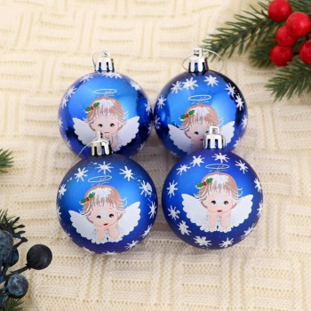 Набор шаров пластик d-6 см, 8 шт "Ангелочек" синий   4941852