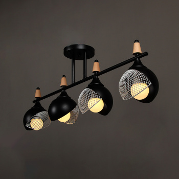 Светильник потолочный N6418/4 BK+WOOD 4*40W E27 220V (l-780; w-120; h-270) S=24м2 VERNER LIGHTING *1