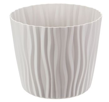 Кашпо пластм. "Волна" 8.0л d верха 250мм, h215мм с съем дрен.решеткой Кремовый М3190 ("М-П.")*1/12