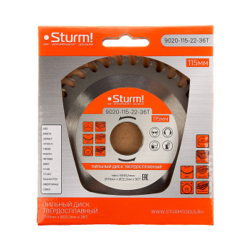 Диск пильный 115*22,2мм 36 зубьев по дереву (9020-115-22-36Т) Sturm *1/50 Диск пильный 115*22,2мм 36 зубьев по дереву (9020-115-22-36Т) Sturm *1/50