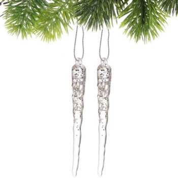 Подвеска "Морозная сосулька" 10 см (набор 2 шт), Шампань