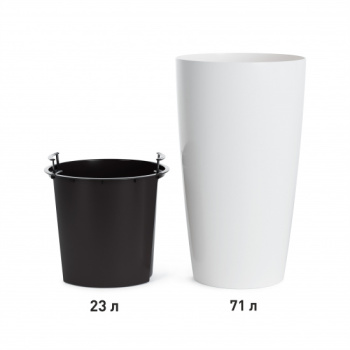 Кашпо пластм. "Рондо" высокое 71л d 400мм h755мм, со вставкой 23л Белый М8877 (ЗПИ "Альт.") *1