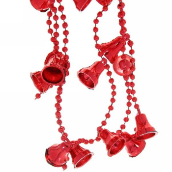 Бусы на ёлку 1,5м Колокольчики 2см, Красные