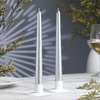 Набор свечей античных, 2,3х 24,5 см, 2 штуки, серебряный 1575341