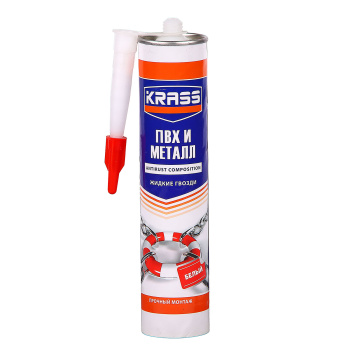 Жидкие гвозди 300 мл KRASS, для ПВХ и металла, белый