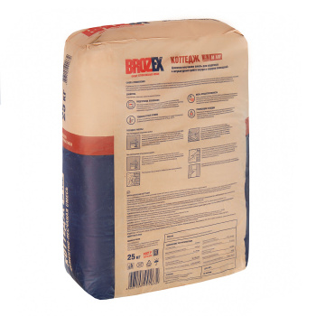 Смесь цементно-песчаная 25 кг BROZEX Коттедж, М100, универсальная