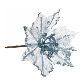 Украшение новогоднее Серпантин «Пуансеттия-Вуаль», 15 см, голубой