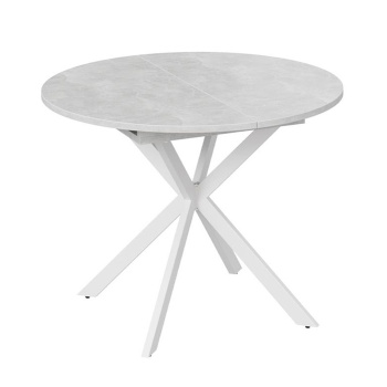 Стол обеденный круглый раздв.Мэдисон d1000(+315)мм h750мм Ателье светлый/белый муар ТриЯ*1