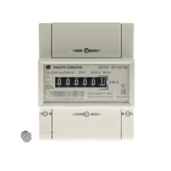 Счетчик однофазный СЕ 101 R5 145 5-60A 1х тариф. М6 мех экран DIN рейка Энергомера *1/10