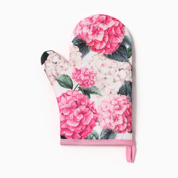 Варежка-прихватка 20х27см Гортензия, 100% полиэстер Доляна *1