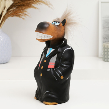 Копилка "Конь в пальто" 22см, черный   1668279