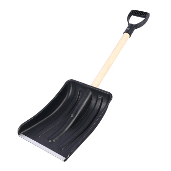 Лопата снегоуб пластик 280*370 автомобильная с дерев. черенком, V-ручкой (Новгород)  *5/300