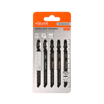 Пилки для лобзика 5шт. по дереву и пластику STURM (арт.5250306) чистый рез 4-50мм *10/50