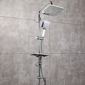 Стойка для душа GF MARK 3060, 2 лейки, 2 шланга, полка с крючками