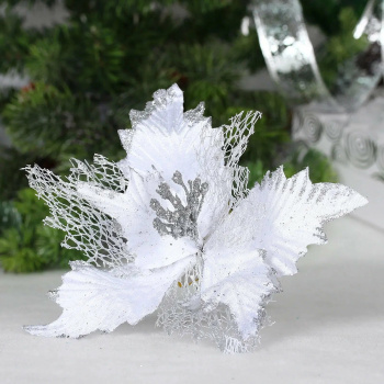 Украшение новогоднее "Пуансеттия - Сказка" 23 см, Белый