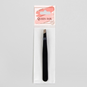 Пинцет широкий, скошенный наконечник, 9,5см, цвет чёрный 1492258