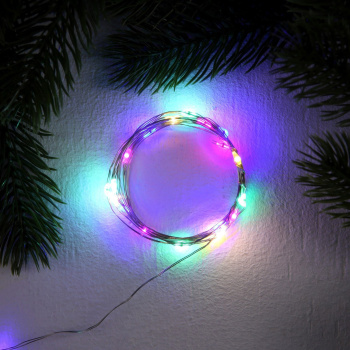 Гирлянда «Нить роса» Luazon Lighting, 2 м, 3 режима, мульти, 20 LED, IP20 Гирлянда «Нить роса» Luazon Lighting, 2 м, 3 режима, мульти, 20 LED, IP20