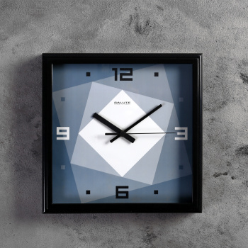 Часы настенные квадратные "Квадраты", чёрная рамка, 28х28 см 534284