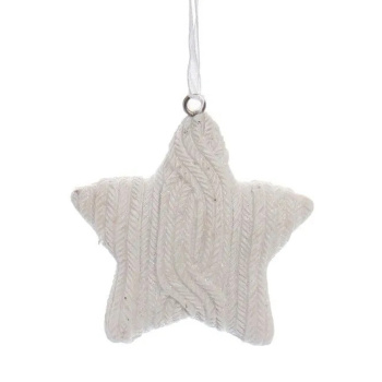 Украшение новогоднее подвесное "Вязаная звёздочка" 5,5 см, белый