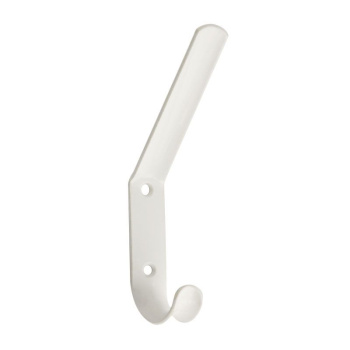 Крючок мебельный ДомоСтрой, двухрожковый, белый